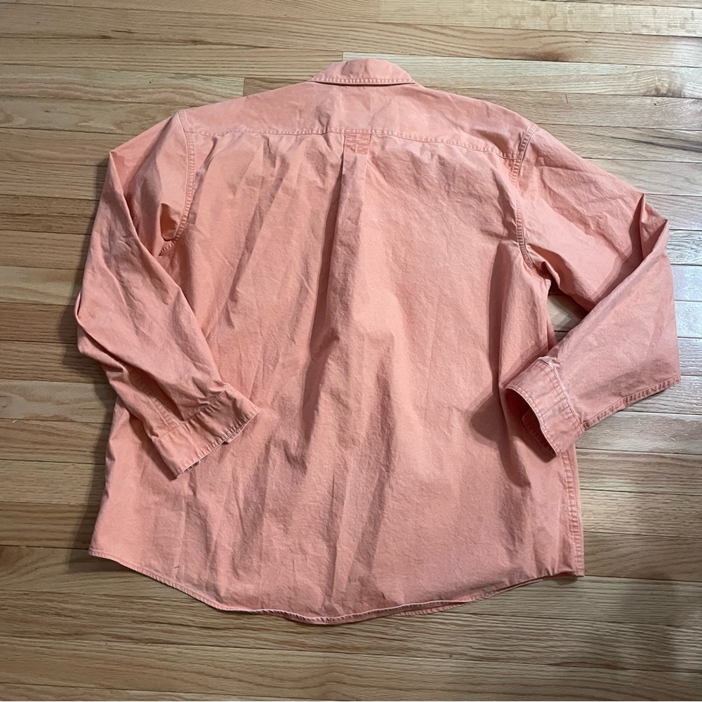 LL Bean Button Up Shirt Mens XL Orange Cotton Casual Western Outdoors - Picture 7 of 7